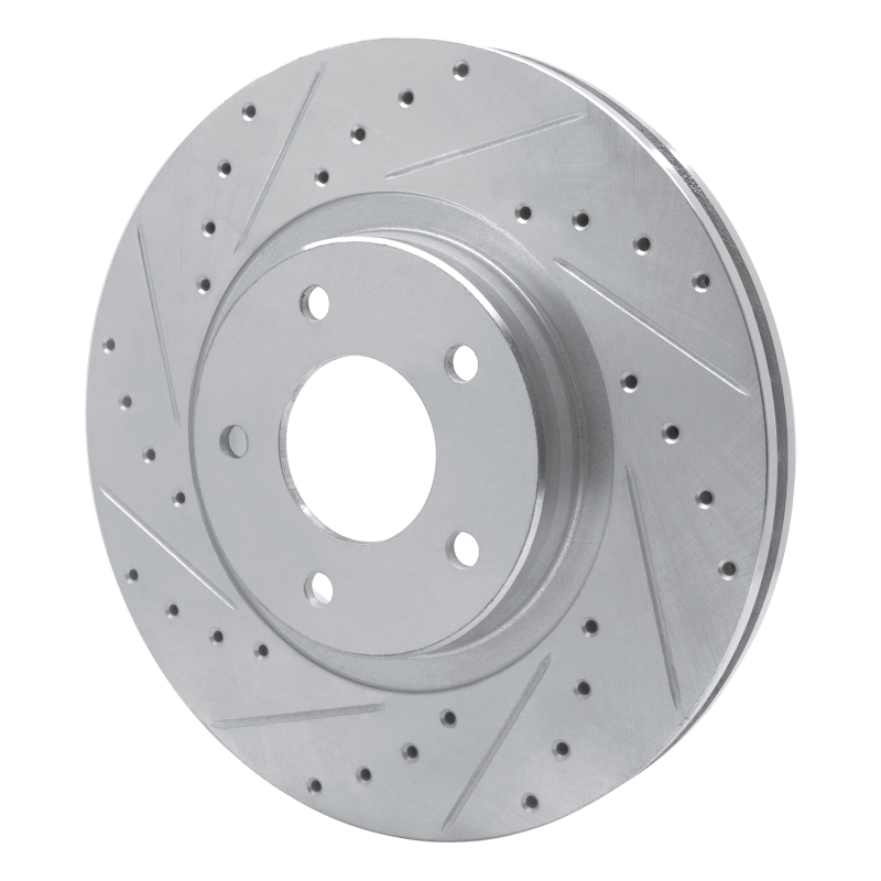 Jaguar XJR Brake Rotor (1) - Front Left - R1 Concepts - Drilled & Slotted - Silver - `98-`06